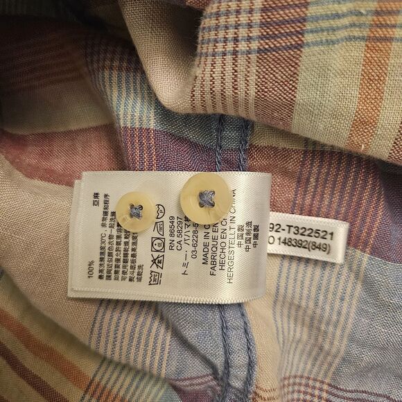 Tommy Bahama Linen Madras Plaid Multicolor Button Up Shirt Men Sz XL Long Sleeve - Picture 7 of 8